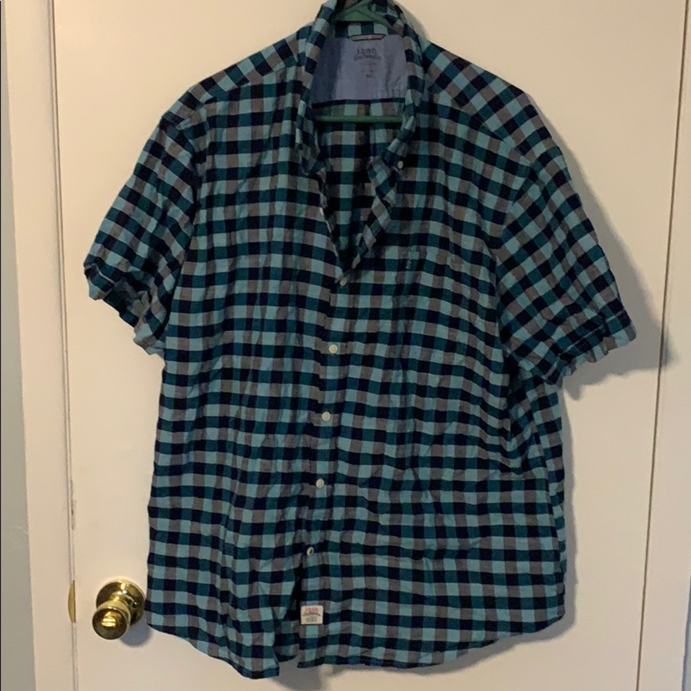 XXL IZOD Blue Plaid Short Sleeve Button Up